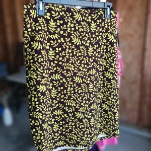 LuLaRoe Brown and Yellow Leaf Print Skirt